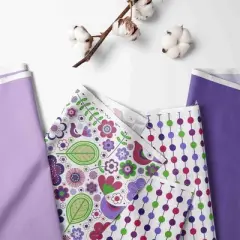Bacati - Botanical Floral Birds Purple Multicolor 6 pc Crib Bedding Set with Long Rail Guard Cover