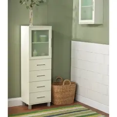 Frosted Pane 4 Drawer Linen Cabinet White - Buylateral