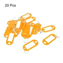 Unique Bargains Plastic Key ID Name Card Label Tags Split Ring Keyring Keychain Orange 20 Pcs