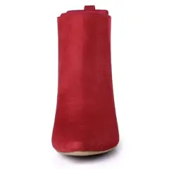 Allegra K Women's Pointed Toe Block Heel Ankle Chelsea Boots