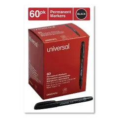 Universal Pen-Style Permanent Marker Bullet/Fine Black 60 per pack 07074