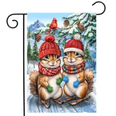 Briarwood Lane Winter Garden Flag 12x18 For Outdoor Winter Chipmunks For Winter Garden Flag Flags For Outside
