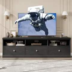 70in TV Stand for TVs up to 80", Modern Entertainment Center with Storage Drawer, Shelves, TV Console Media Cabinet for Living Room, Bedroom, Black