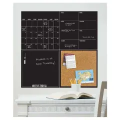 Wall Pops!  Dry Erase Calendar and Cork Board Set - Black
