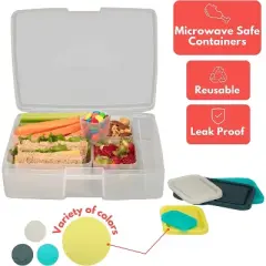 Bentology Bento Lunch Box Set w 5 Removable Nesting Containers- Adaptable Inner Compartment Portion Sizes- Back to School, BPA Free- Dishwasher Safe