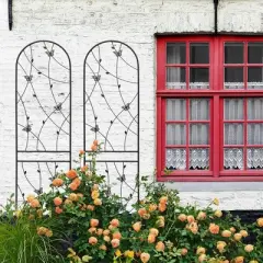 Gulches 2 Pack Metal Garden Trellis 86.7" x 19.7" Rustproof Trellis for Climbing Plants Outdoor Flower Support Butterfly Deco Black