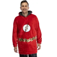 DC Comics Justice League Mens Oversized Faux-Shearling Sweatshirt Lounge Hoodie