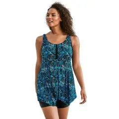 Swim 365 Women&rsquo;s Plus Size Longer-Length Tankini Top