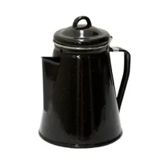 Stansport Enamel Percolator Coffee Pot & 4 Mug Set - Black