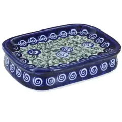Blue Rose Polish Pottery 1654 Zaklady Soap Dish