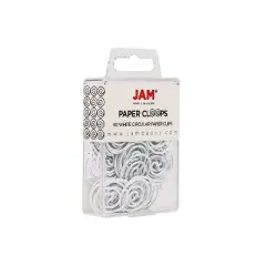 JAM Paper Colored Circular Paper Clips Round Paperclips White 2 Packs of 50 2187139B
