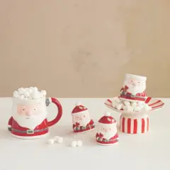 Storied Home 12-Ounce Hand-Painted Ceramic Santa Shaped Mug, Multicolor