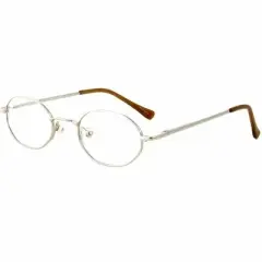 Metal Flex by Vivid E Designer Blue Light FIlter Reading Glasses in Chrome Gold 39mm +3.00 | Ladies | Oval Shape | X-Small Fit