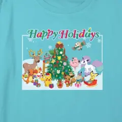 Girl's Pokemon Happy Holidays Crew Crop Top T-Shirt