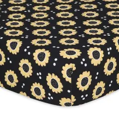 The Peanutshell Fitted Crib Sheets for Girls, Yellow and Black Sunflower - 4pk