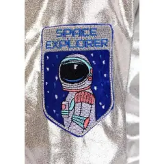 HalloweenCostumes.com Kid's Astronaut Costume Dress, Intergalactic Space Suit, Metallic Cosmic Halloween Costume for Girls