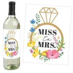 Big Dot of Happiness Wildflowers Bride - Boho Floral Bridal Shower and Wedding Party Decorations - Wine Bottle Label Stickers - Set of 4
