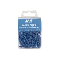 JAM Paper Colored Standard Paper Clips Small 1 Inch Baby Blue Paperclips 221819033A