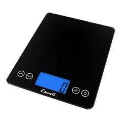 Escali Arti XL Glass Digital Scale Black: Kitchen Food Scale with Oversized Backlit Display, 22lb Capacity, Automatic Shut-Off