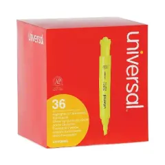 Universal Desk Highlighter Chisel Tip Fluorescent Yellow 36/Pack 08866