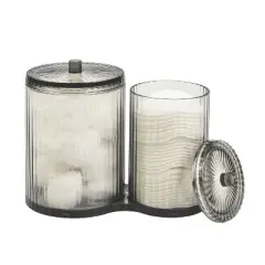 Trio Home 2-Compartment Multi-Purpose Storage Organizer Holder With Lids For Cotton Ball, Q-Tip, Pads, Floss, Bathroom, Makeup, Vanity