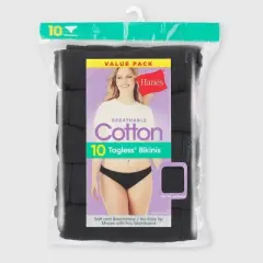 Hanes Women's 10pk Cotton Classic Bikini Underwear - Black