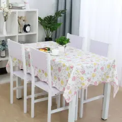 PiccoCasa Bi-color Rose Printed Vinyl Water Oil Resistant Rectangle Tablecloths Multicolored 54" x 71"