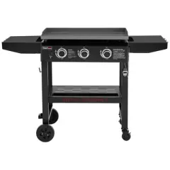 RoyalGourmet 3-Burner Propane Gas Griddle with Collapsible Side Shelves GB3000HTG Black