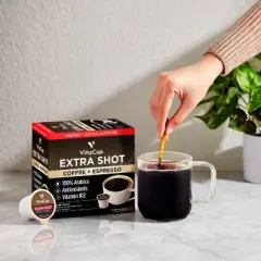 VitaCup Extra Shot Coffee Pods w/Espresso shot for High Caffeine - 32ct