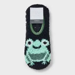 Women's Frog 2pk Cozy Liner Socks - Black/Green/White 4-10