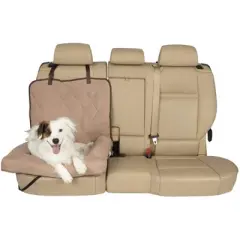 PetSafe Happy Ride Waterproof & Machine Washable Dog Car Bed Seat Cover for Cars and Trucks, Brown (40"L x 23"W x 5"H)