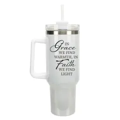 Elanze Designs In Grace Find Warmth In Faith Find Light 40 oz. Stainless Steel, Large Water Bottle Coffee Mug, Spill & Leak Resistant, Thermal Travel