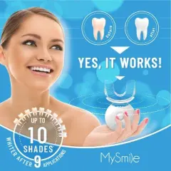 MySmile Teeth Whitening Kit with LED Light, 10 Min Fast Teeth Whitener, 18%  CP Teeth Whitening Gel