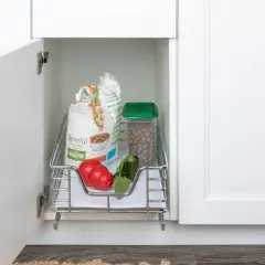 Glidez Multipurpose Chrome-Plated Steel Pull-Out/Slide-Out Storage Organizer with Plastic Liner for Under Cabinet Use - Chrome