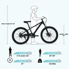 Gulches Elecony Kids Mountain Bike (9-12 Yrs/56-66"), Full Suspension, 21-Speed, Steel Frame, Dual Disc Brakes, 85% Pre-Assembled
