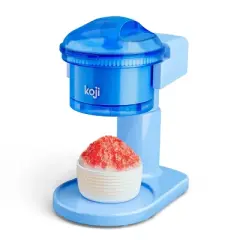 Koji Snow Cone Maker Set: Blue Plastic Shaved Ice Machine & Slushie Maker, Hand Wash, 30W, 6-Volume Capacity