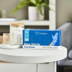 CareStock Blue Nitrile Exam Gloves - Powder Free, Slip-Resistant, Disposable, 1 Box