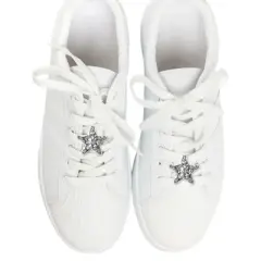 Unique Bargains Textured Star Shoelace Charms Silver Tone 1 Pair