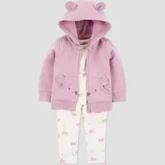 Carter's Just One You&reg; Baby Girls' 3pc French Terry Bear Sweatshirt & Pants Set - Pink