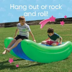 Hearthsong Rock With It!&trade; Giant 6-Foot&nbsp;Inflatable Curved Rocker SeeSaw with Handles for Kids Active Play