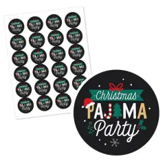 Big Dot of Happiness Christmas Pajamas - Holiday Plaid PJ Party Circle Sticker Labels - 24 Count