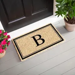 Evergreen Monogram Indoor Outdoor 100% Natural Coir Doormat 28" x 16" |  Letter  "B"
