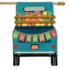 Springtime Pickup Burlap House Flag Welcome Floral 28" x 40" Briarwood Lane