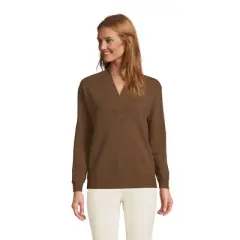 Lands' End Women's Long Sleeve Ottoman Shawl Collar Pullover
