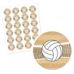 Big Dot of Happiness Bump, Set, Spike - Volleyball - Baby Shower or Birthday Party Circle Sticker Labels - 24 Count
