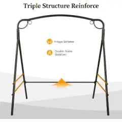 VINGLI Upgraded Metal Porch Swing Stand with Antique Bronze Finish, Heavy Duty 660 LBS Weight Capacity Steel Swing Frame with Extra Side Bar