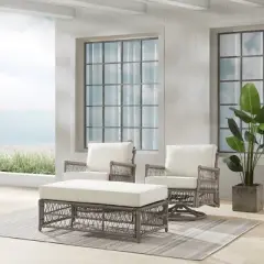 3pc Thatcher Outdoor Steel Conversation Set Creme/Driftwood - Crosley