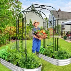 DoCred Large Tall Garden Arch Trellis for Climbing Plants Outdoor, 87in Tall Metal Garden Arbor Wedding Arches for Lawn, Party, Backyard Decoration