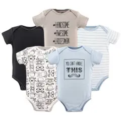 Hudson Baby Infant Boy Cotton Bodysuits 5pk, Mustache