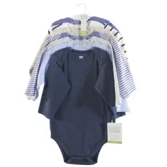 Hudson Baby Infant Boy Cotton Long-Sleeve Bodysuits 7pk, Boy Basic